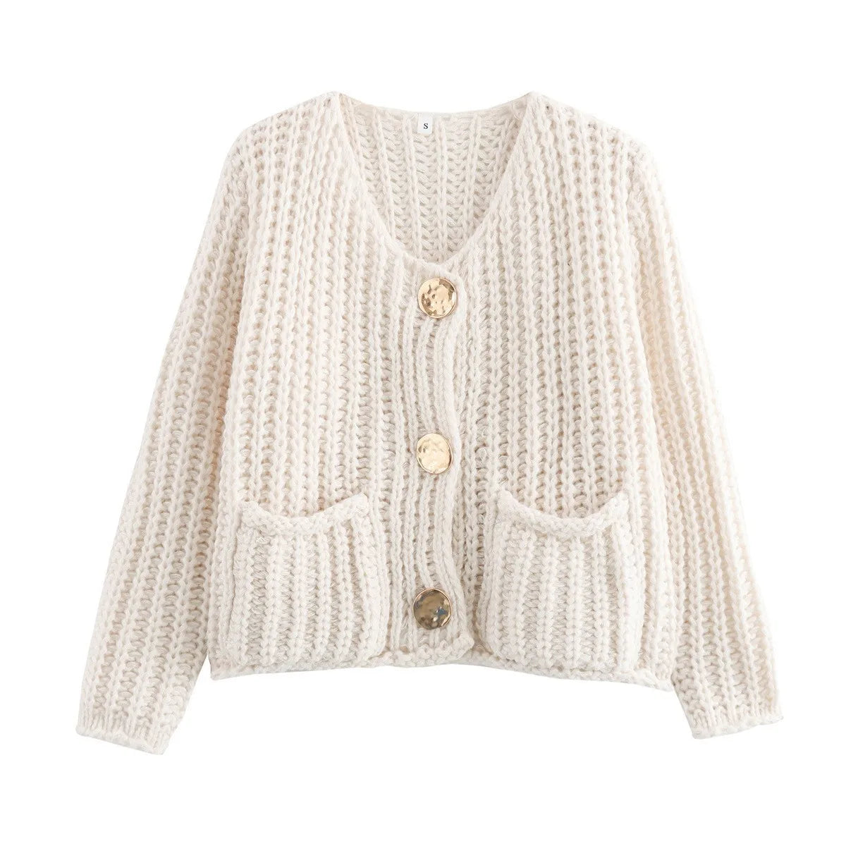 Temperance | Open-Knit Cardigan With Gold-Tone Buttons