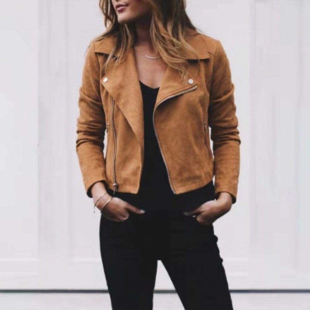 Victoria | Cropped Suede Jacket With Asymmetric Zip
