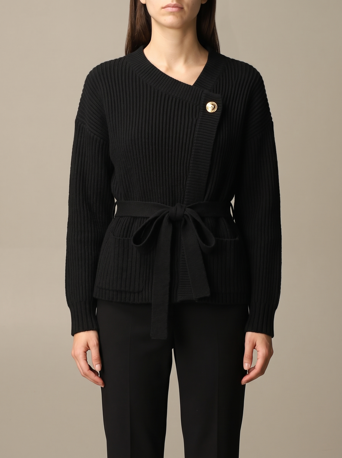 Wren | Belted Knit Cardigan With Gold-Tone Button