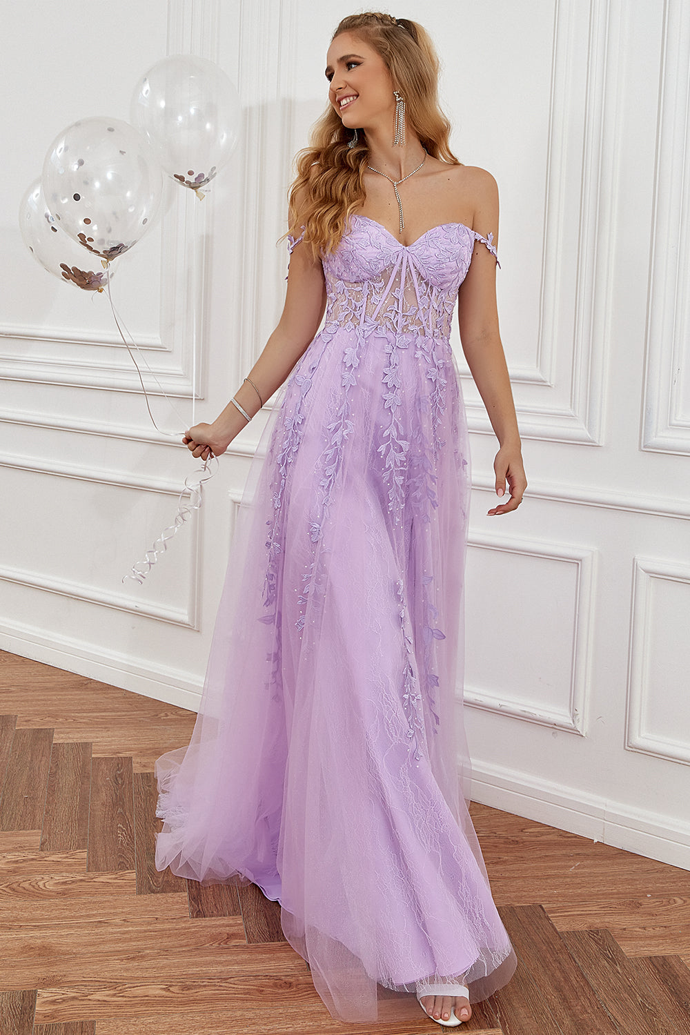 Naomi | A-Line Evening Gown With Appliqués