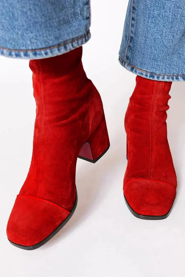Mary | Suede Ankle Boots With Block Heel