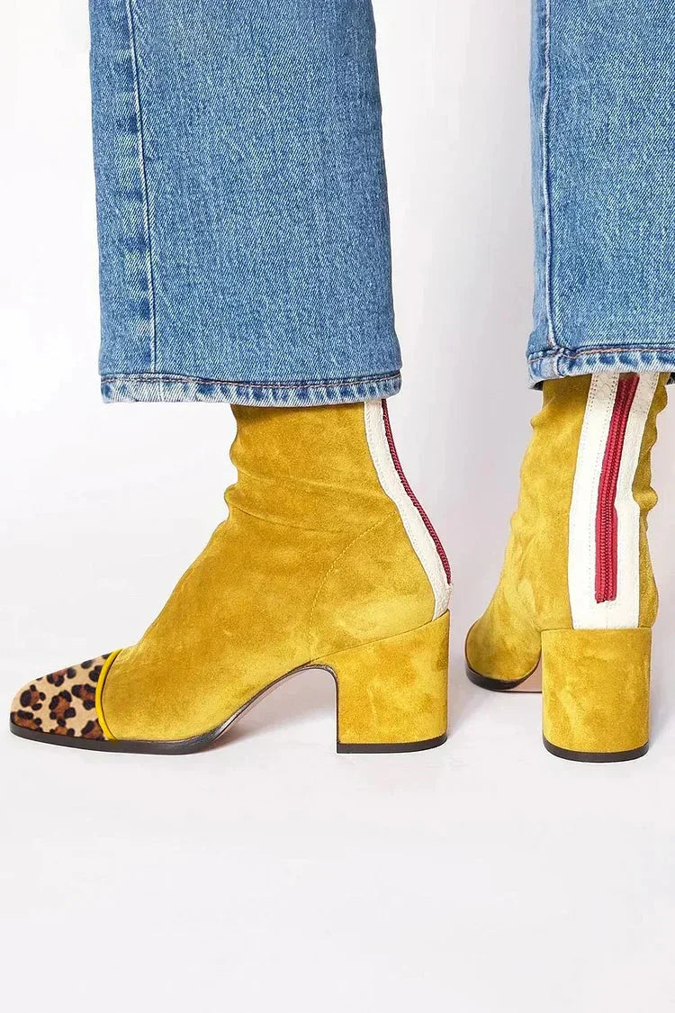 Mary | Suede Ankle Boots With Block Heel
