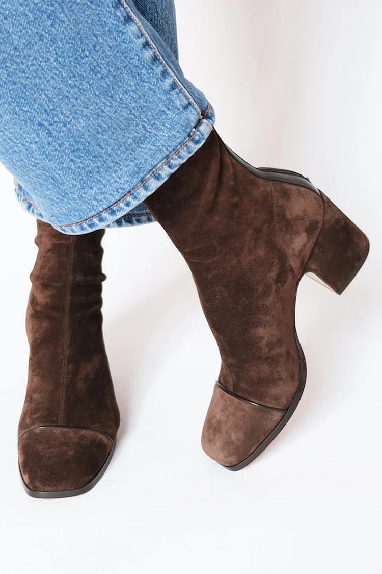 Mary | Suede Ankle Boots With Block Heel