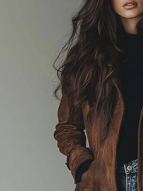 Annabel | Vintage Faux Suede Trench Coat
