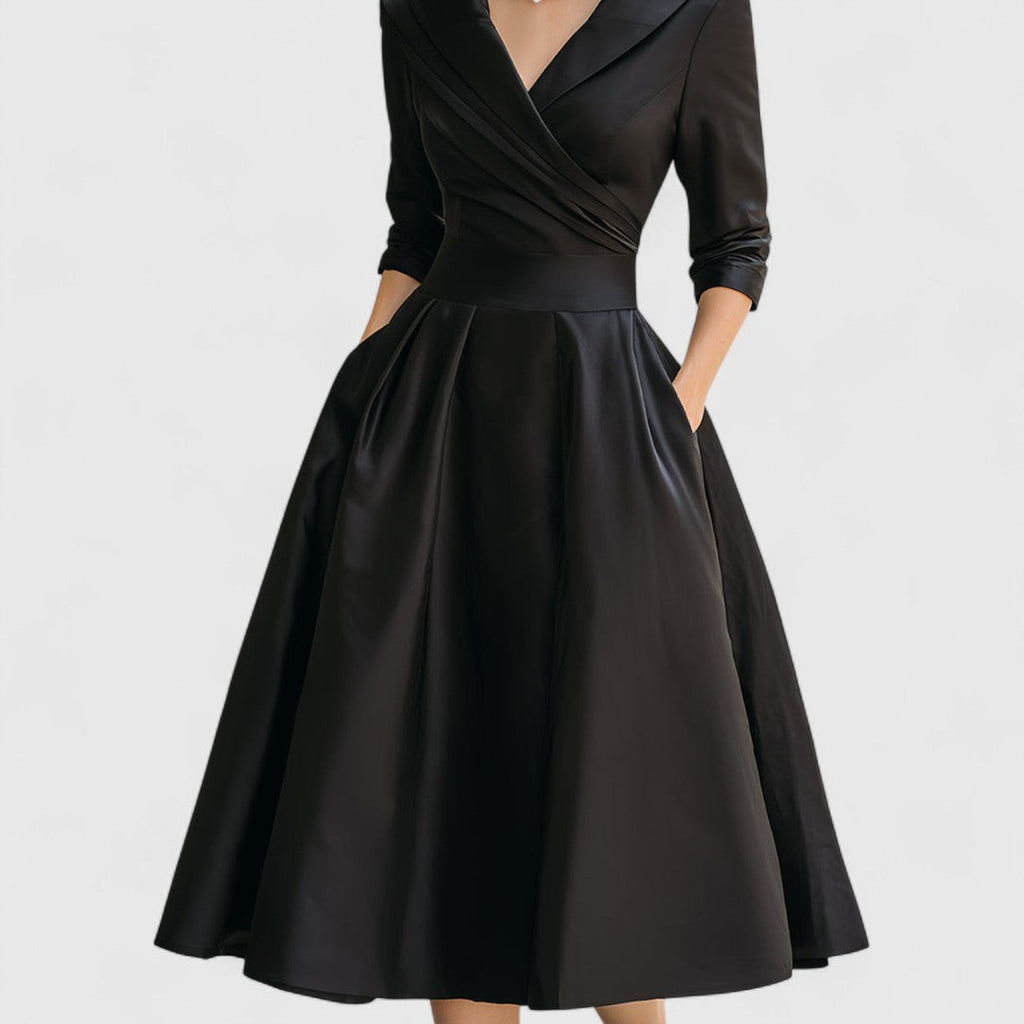 Carys | Wrap-Front Midi Dress With Shawl Collar