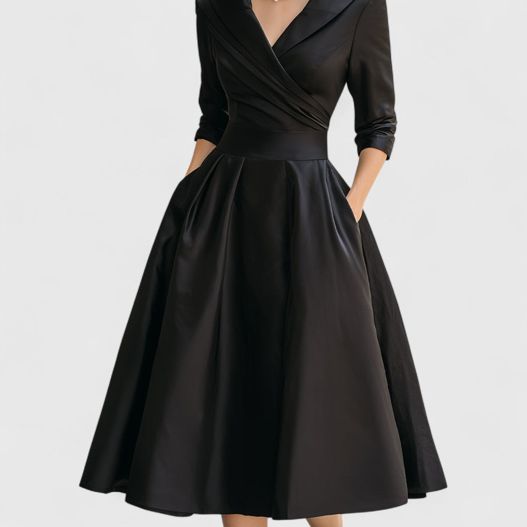 Carys | Wrap-Front Midi Dress With Shawl Collar