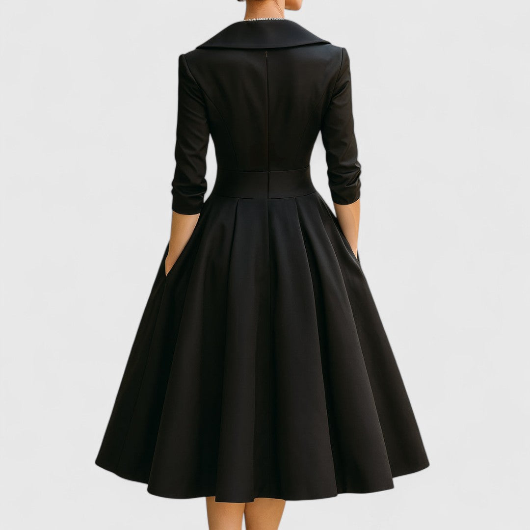 Carys | Wrap-Front Midi Dress With Shawl Collar