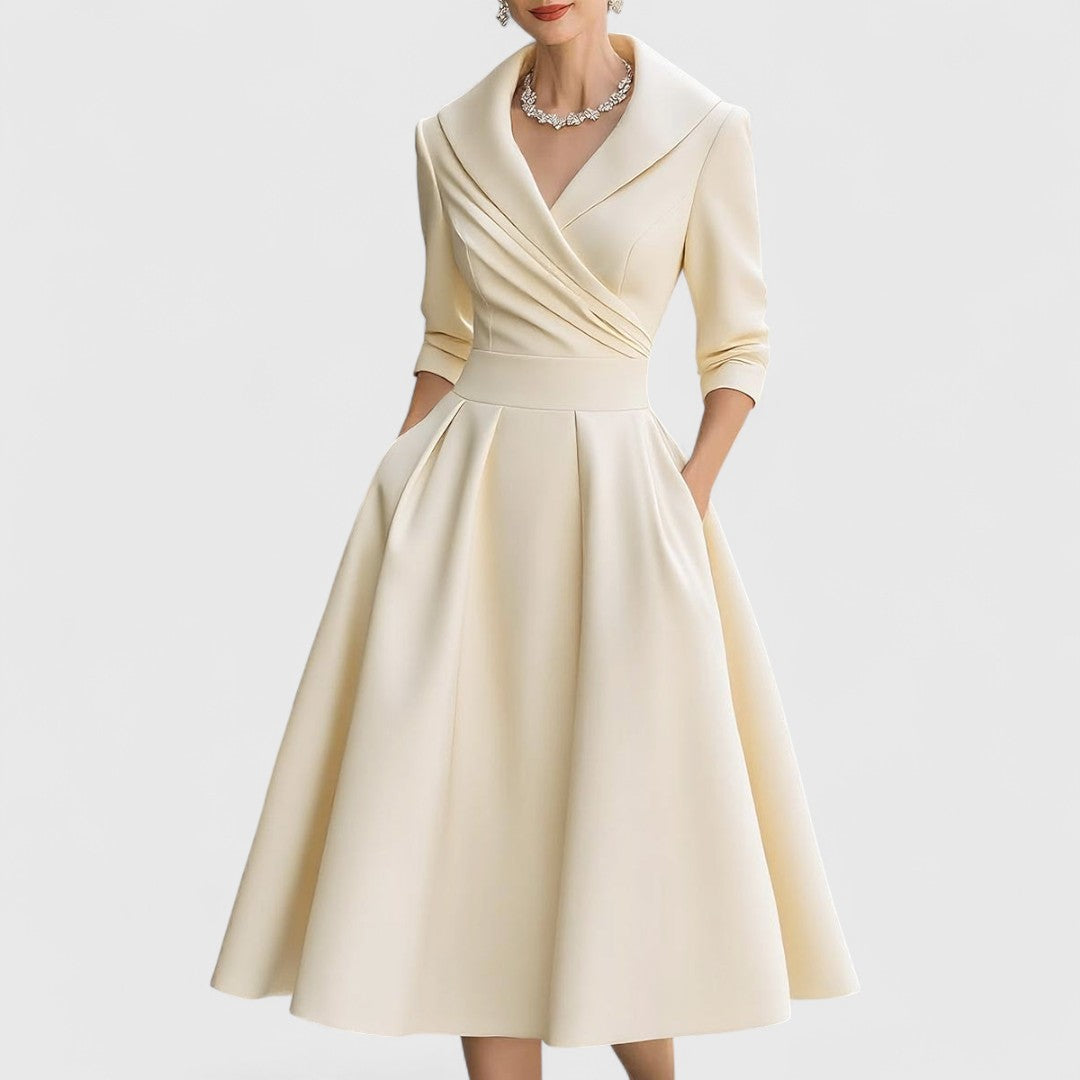 Carys | Wrap-Front Midi Dress With Shawl Collar