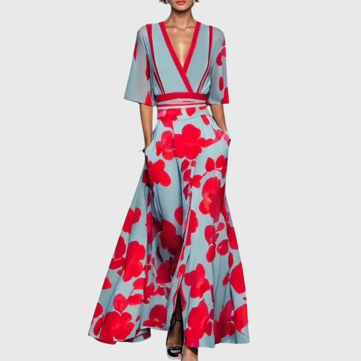 Yvonne | Floral Maxi Dress With Wrap V-Neck