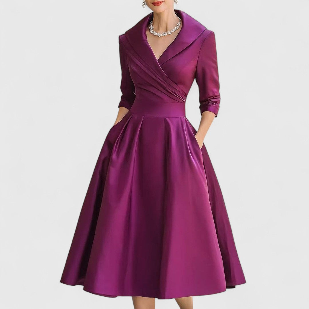 Carys | Wrap-Front Midi Dress With Shawl Collar