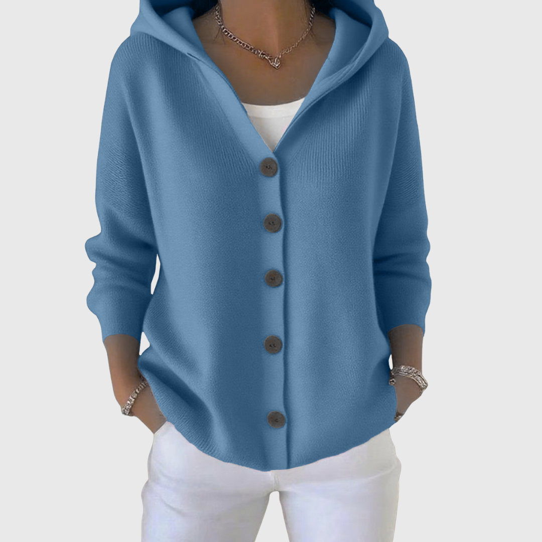 Eliana | Button-Up Hooded Knit Cardigan