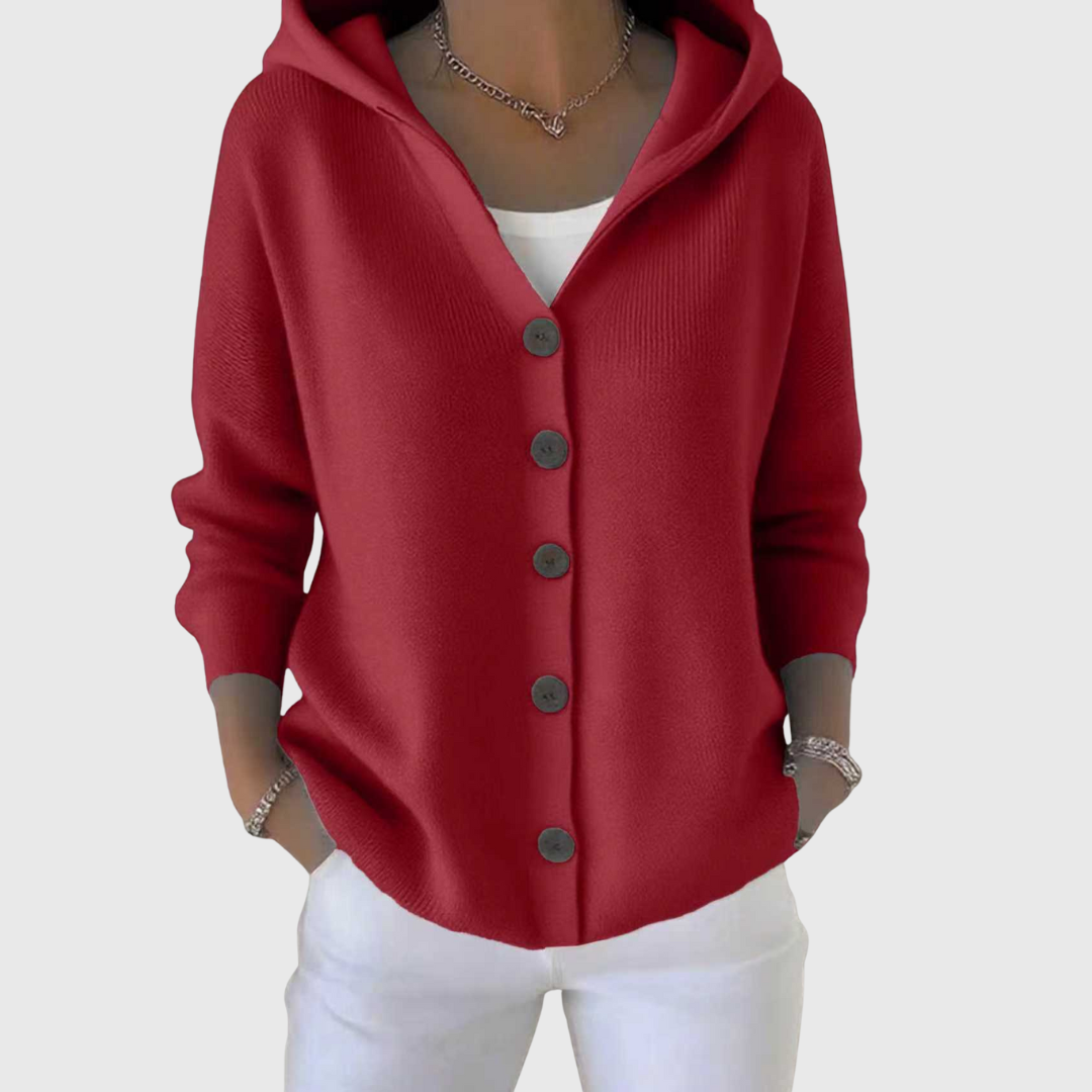 Eliana | Button-Up Hooded Knit Cardigan