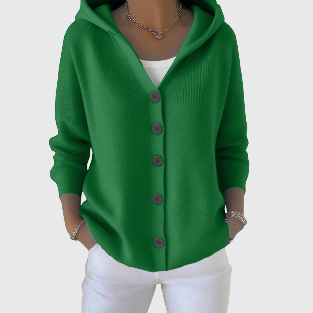 Eliana | Button-Up Hooded Knit Cardigan