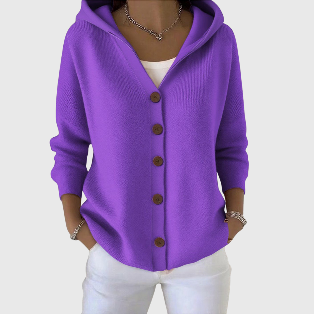 Eliana | Button-Up Hooded Knit Cardigan