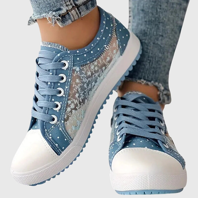 Theodora | Lace-Up Polka Dot Platform Sneakers