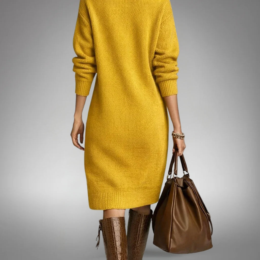 Selena | High-Neck Midi Dress With Button Collar
