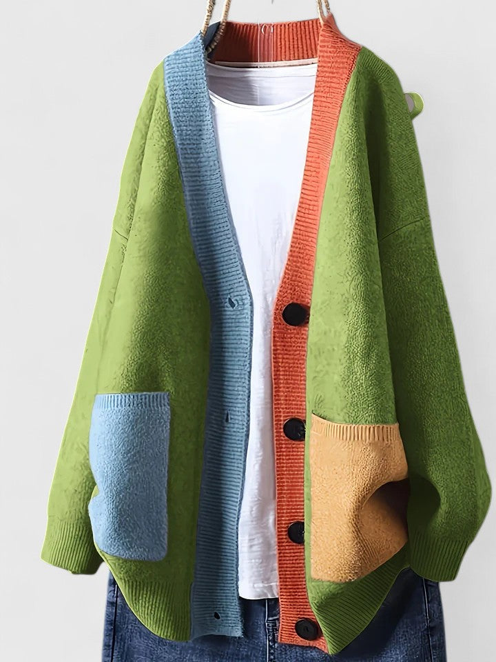 Meadow | Colorblock Cardigan With Patch Pockets