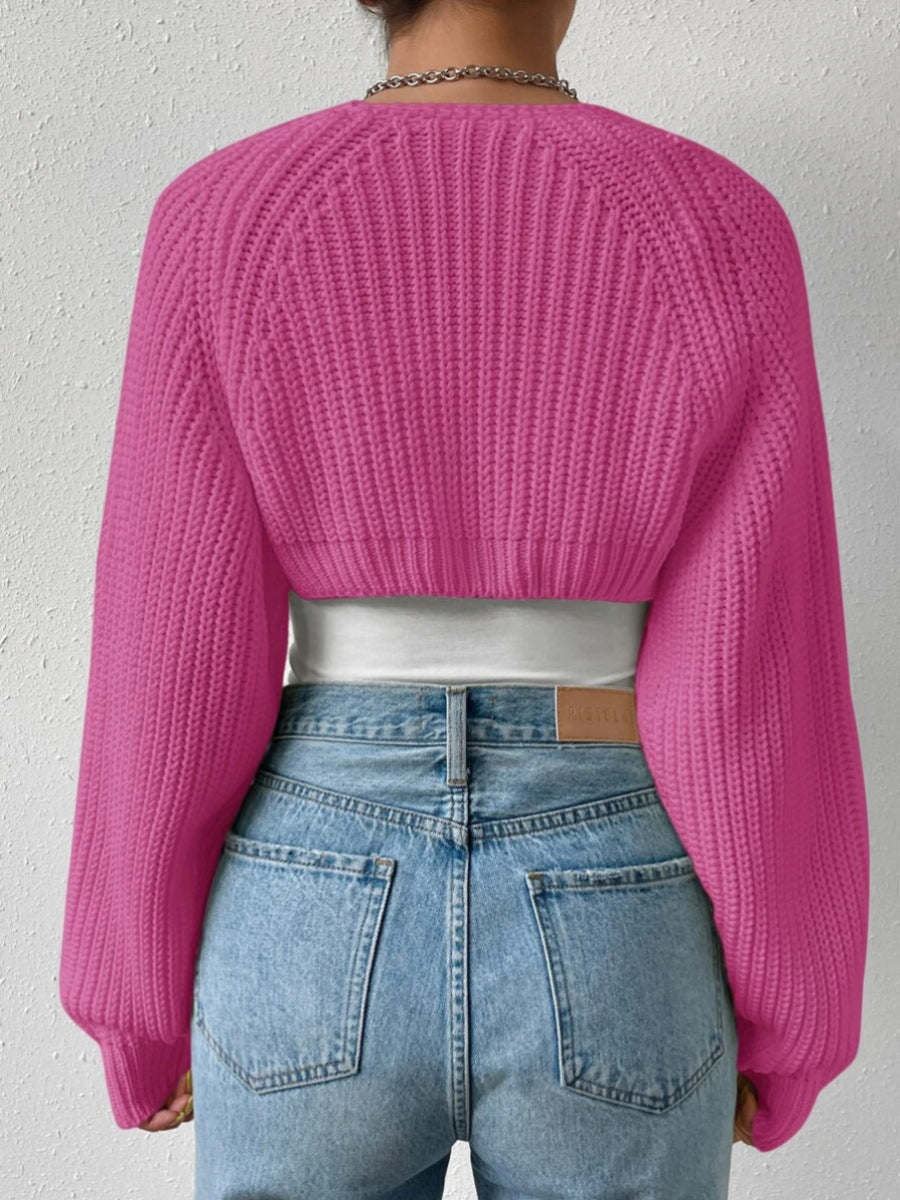 Pearl | Cropped Ribbed Knit Shrug Cardigan
