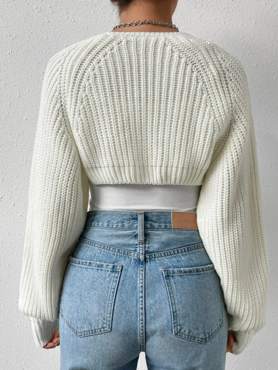 Pearl | Cropped Ribbed Knit Shrug Cardigan