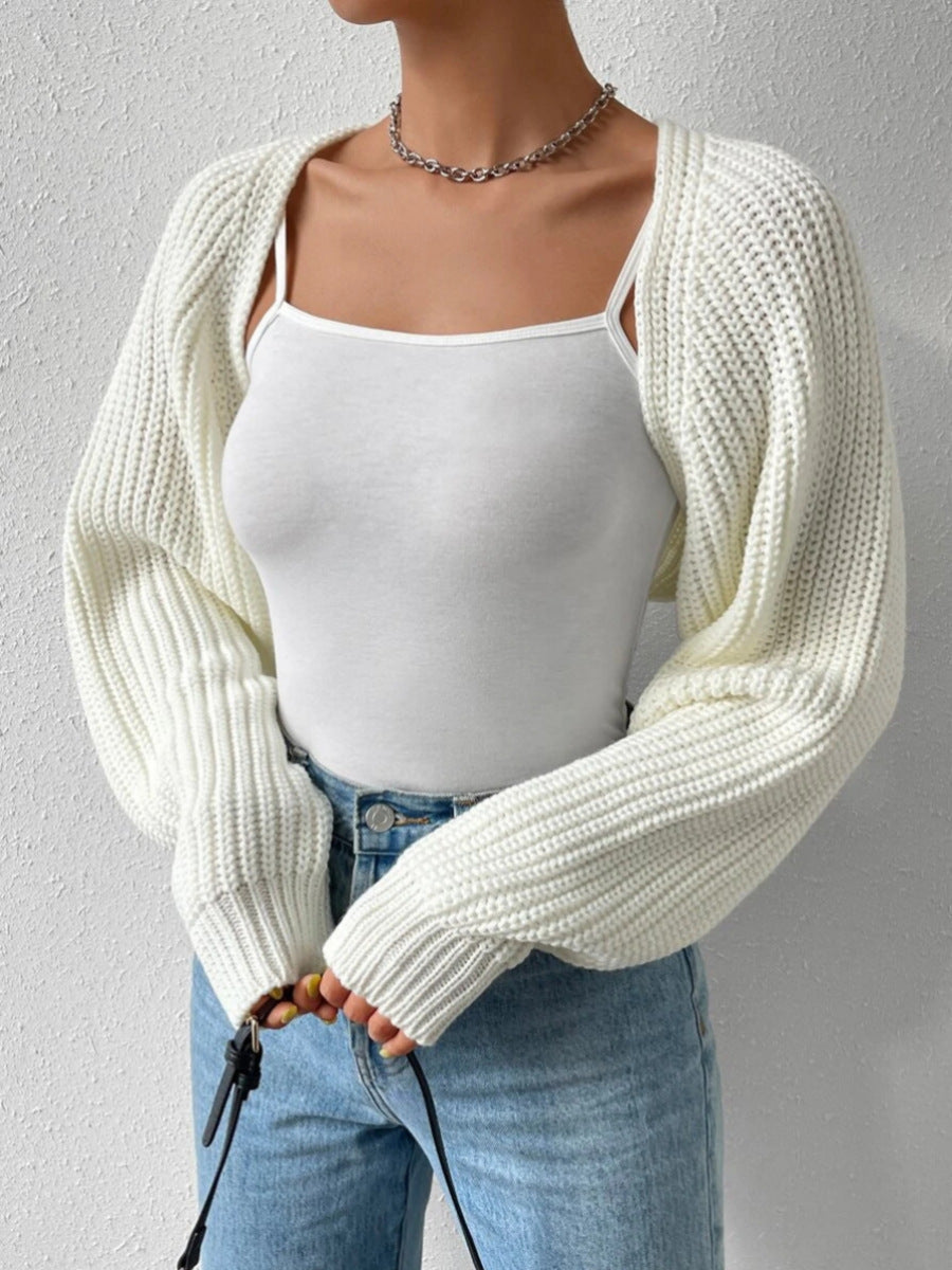 Pearl | Cropped Ribbed Knit Shrug Cardigan