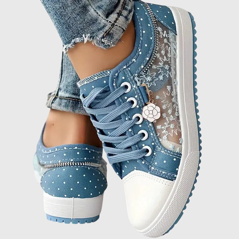Theodora | Lace-Up Polka Dot Platform Sneakers