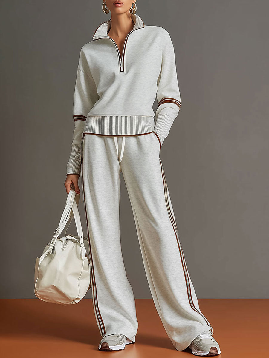 Alma | Half-Zip Top And Wide-Leg Pants Set