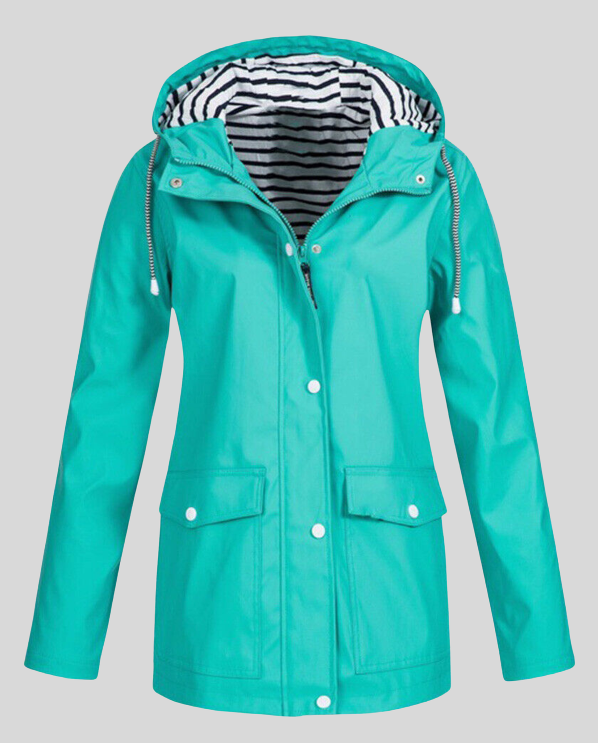 Juliet | Hooded Rain Jacket With Striped Lining
