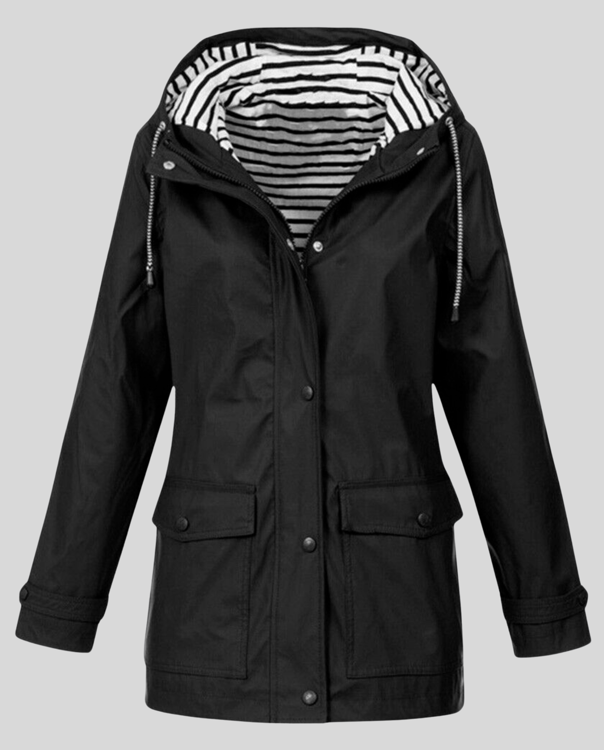 Juliet | Hooded Rain Jacket With Striped Lining
