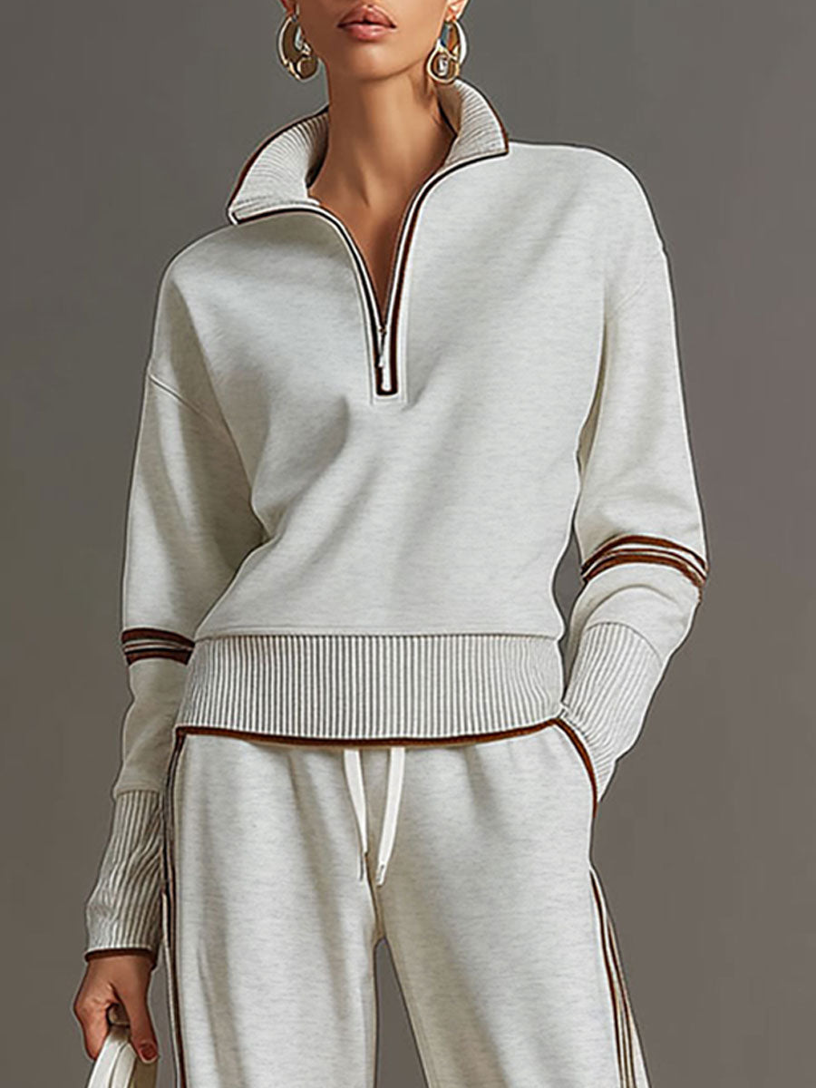 Alma | Half-Zip Top And Wide-Leg Pants Set