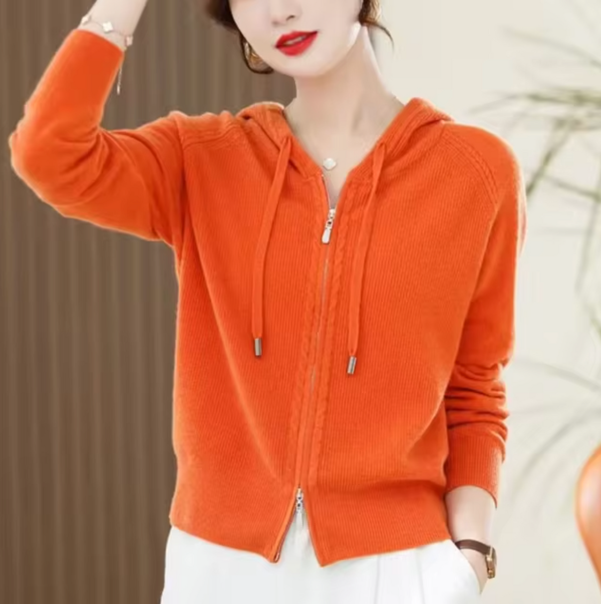 Kitty | Cashmere-Blend Knit Zip Hoodie