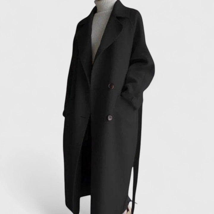 Delia | Long Belted Coat With Wide Lapels