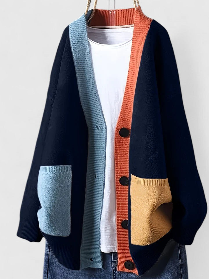 Meadow | Colorblock Cardigan With Patch Pockets