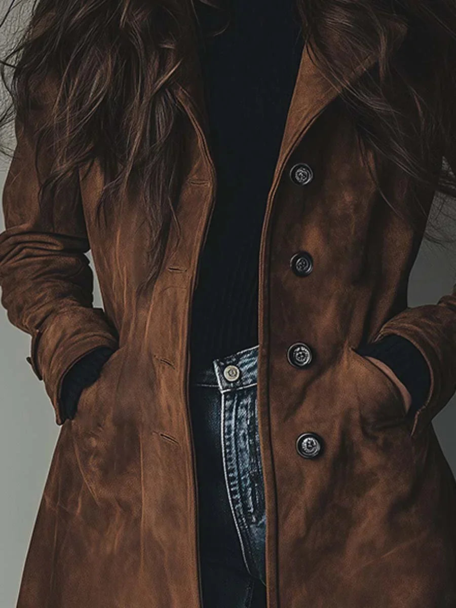 Annabel | Vintage Faux Suede Trench Coat