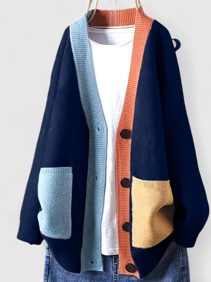 Meadow | Colorblock Cardigan With Patch Pockets