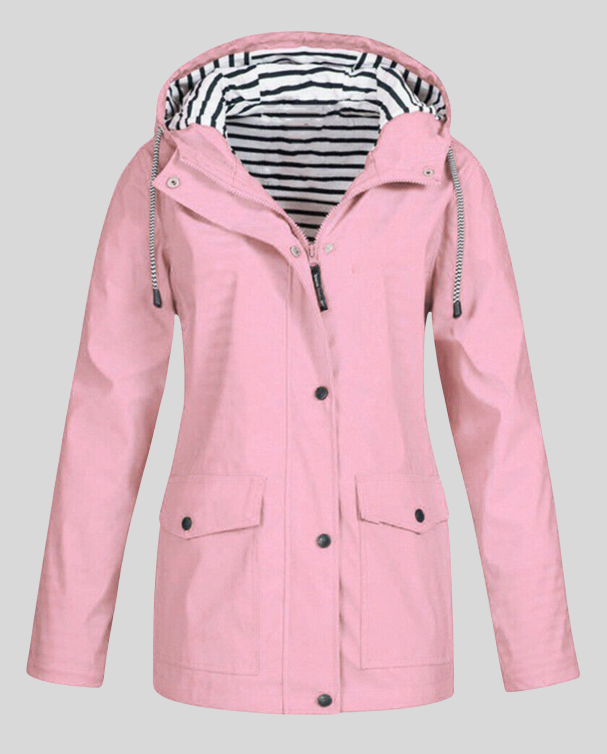 Juliet | Hooded Rain Jacket With Striped Lining