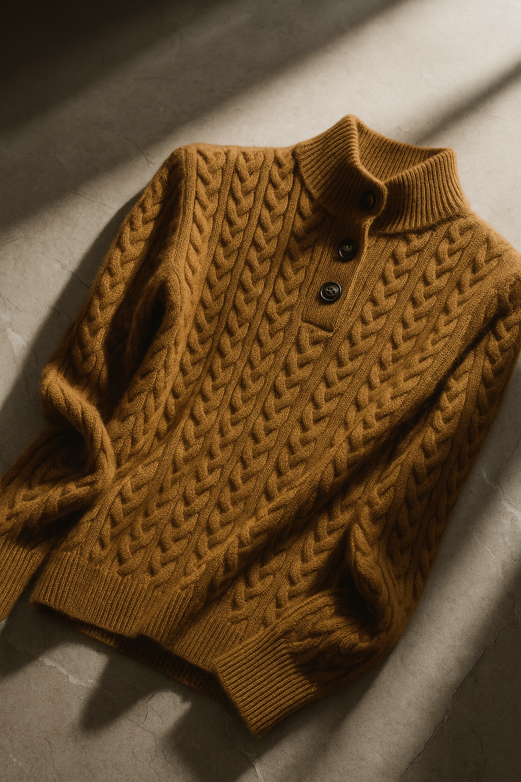 Rosa | Cable Knit Sweater With Button Placket