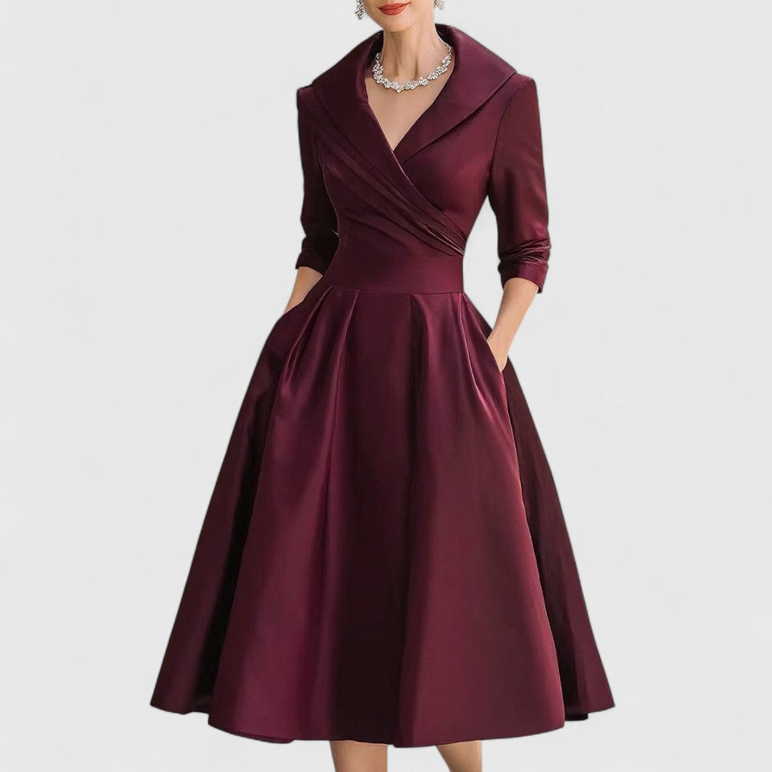 Carys | Wrap-Front Midi Dress With Shawl Collar