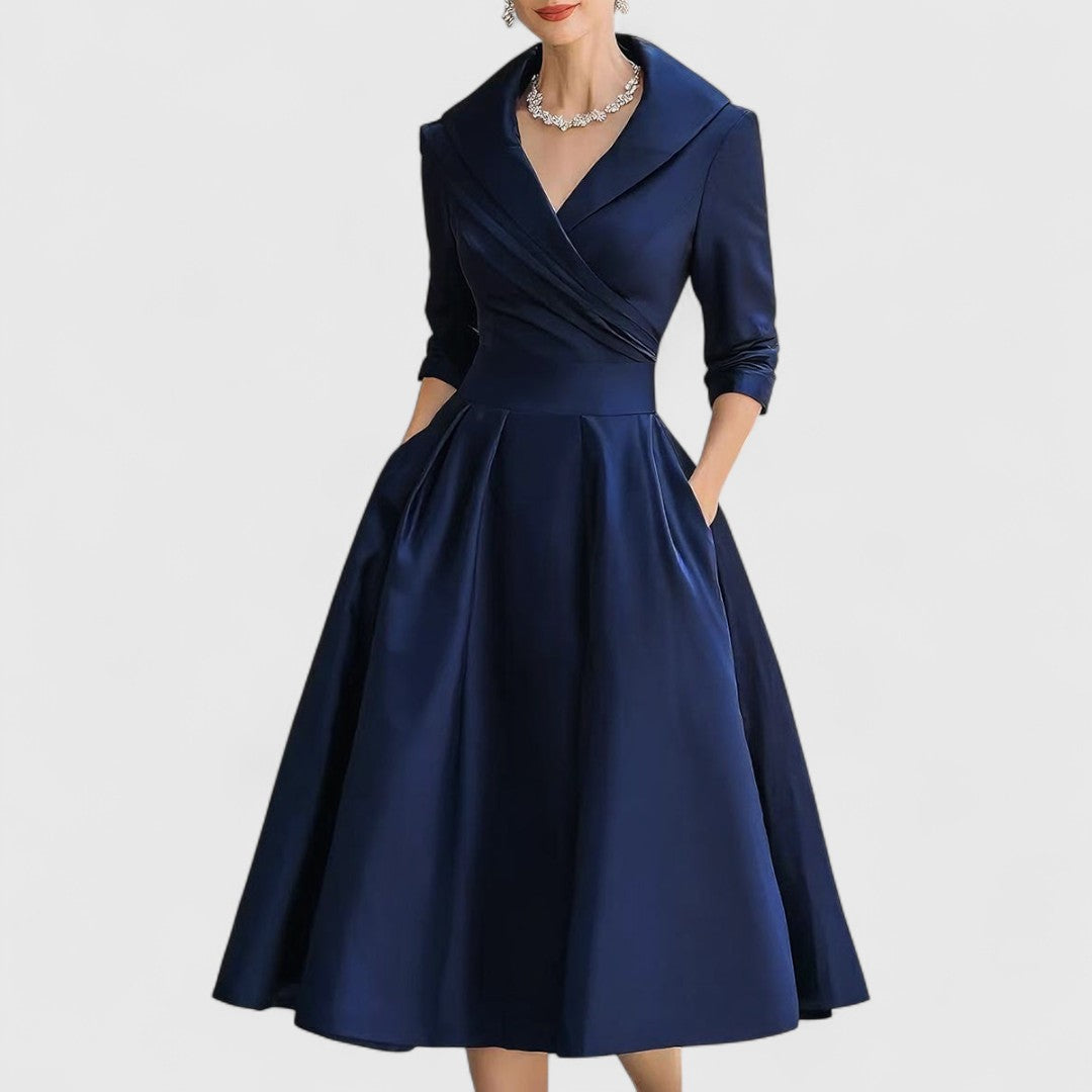 Carys | Wrap-Front Midi Dress With Shawl Collar