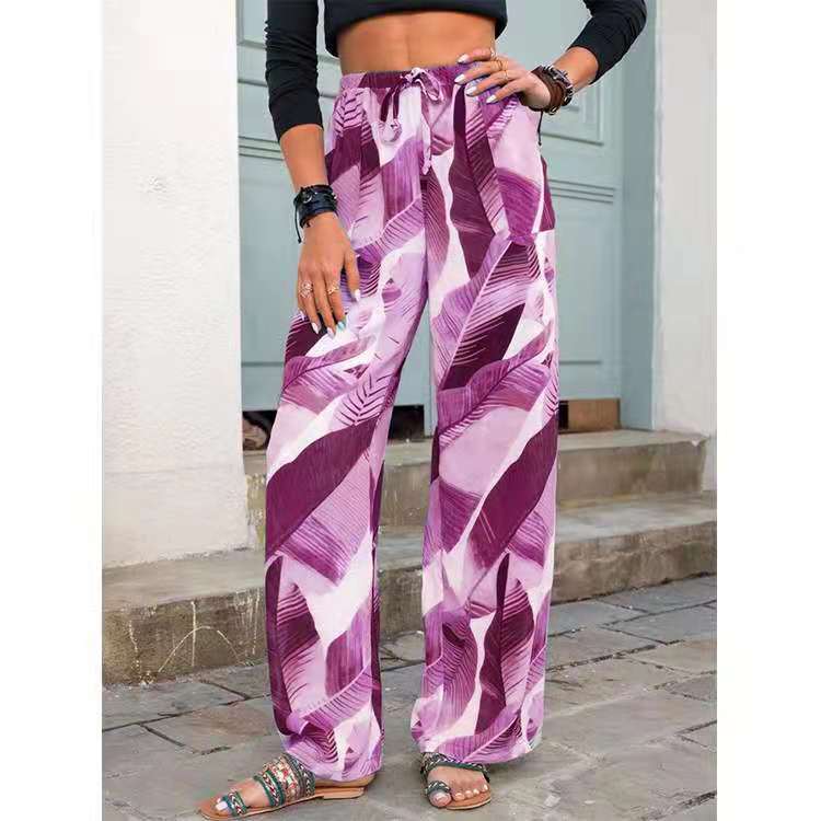 Magnolia | Leaf Print Wide-Leg Pants