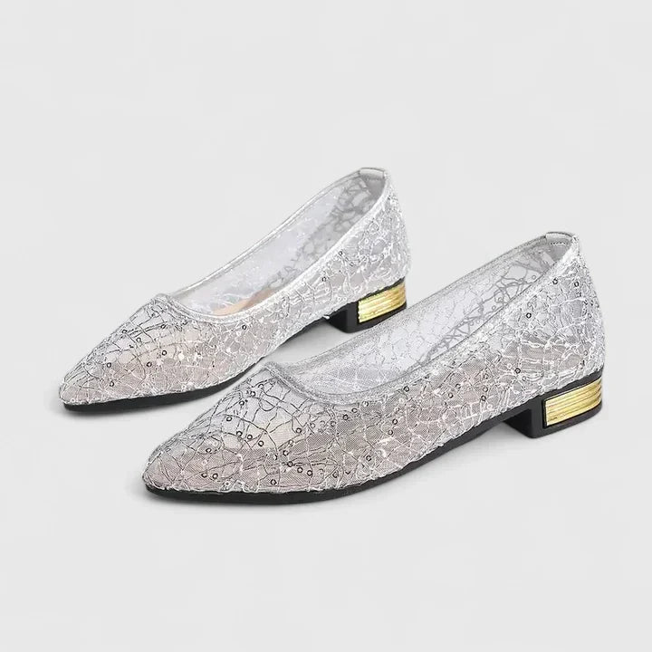 Blythe | Pointed-Toe Lace Mesh Shoes With Low Heel
