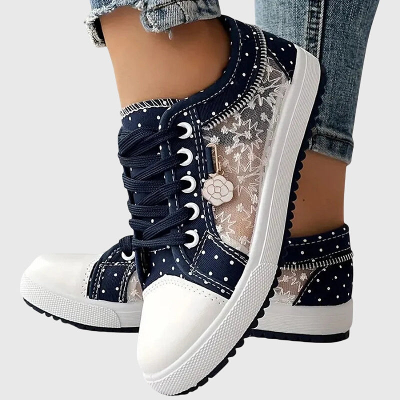Theodora | Lace-Up Polka Dot Platform Sneakers