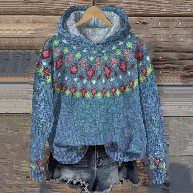 Yvette | Fair Isle Knit Hoodie Sweater