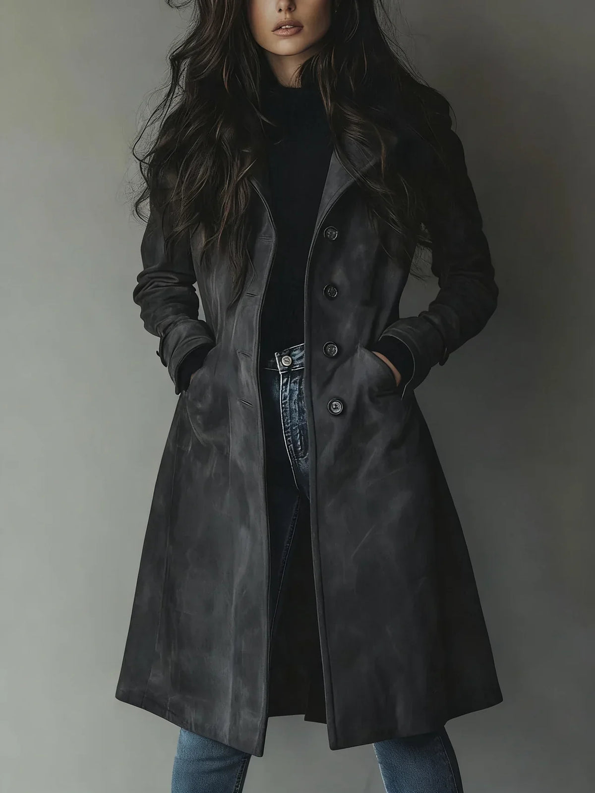 Annabel | Vintage Faux Suede Trench Coat