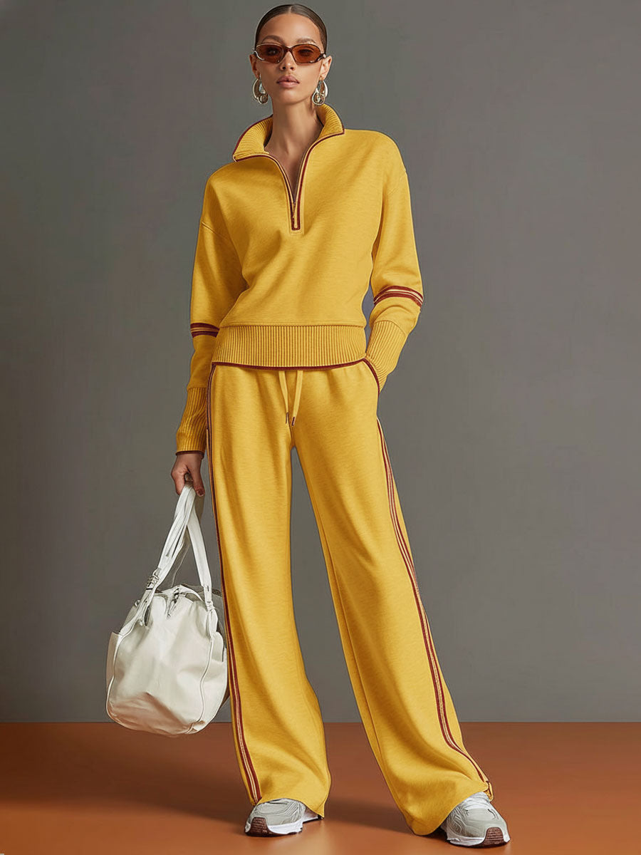 Alma | Half-Zip Top And Wide-Leg Pants Set