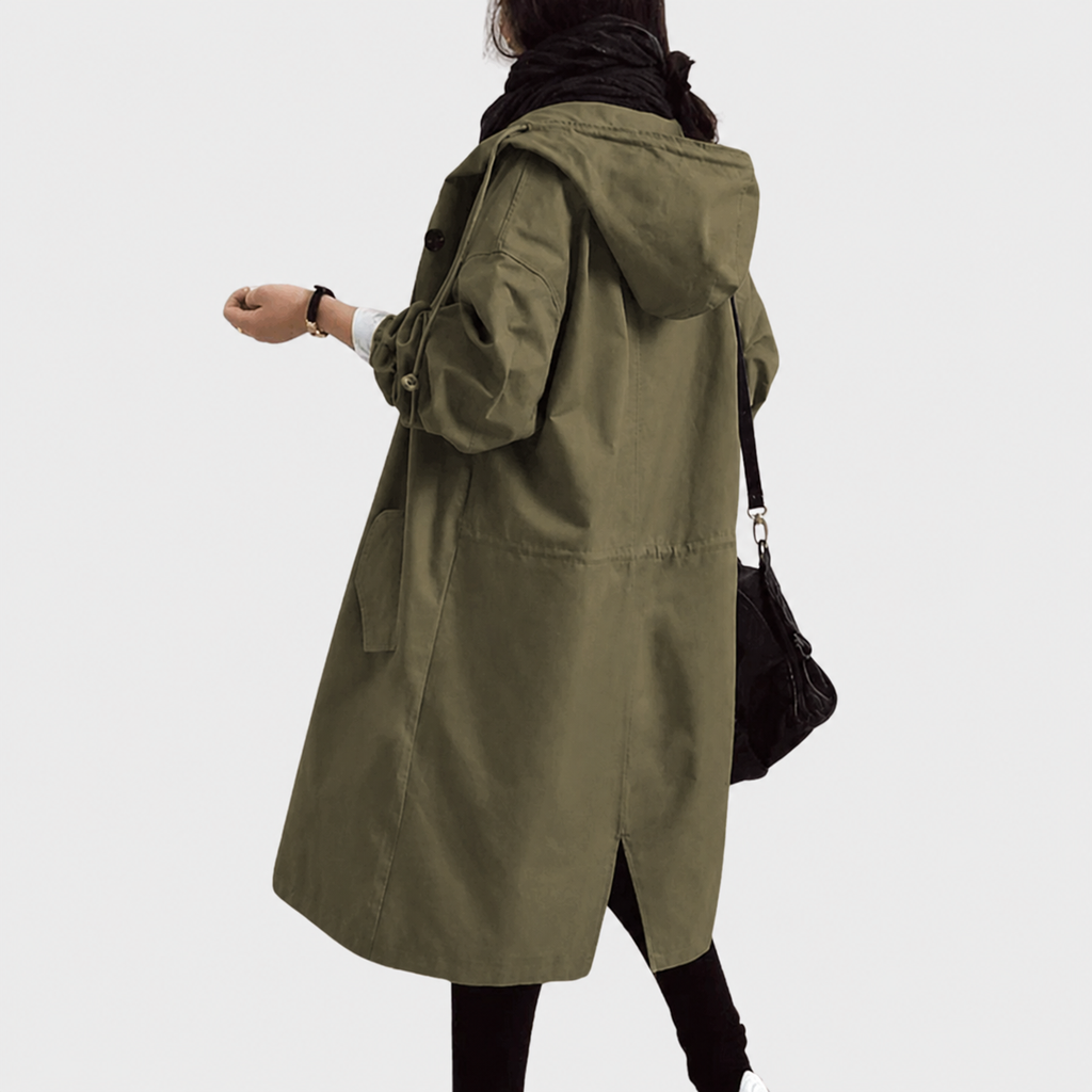 Alina | Lightweight Hooded Coat With Button Front