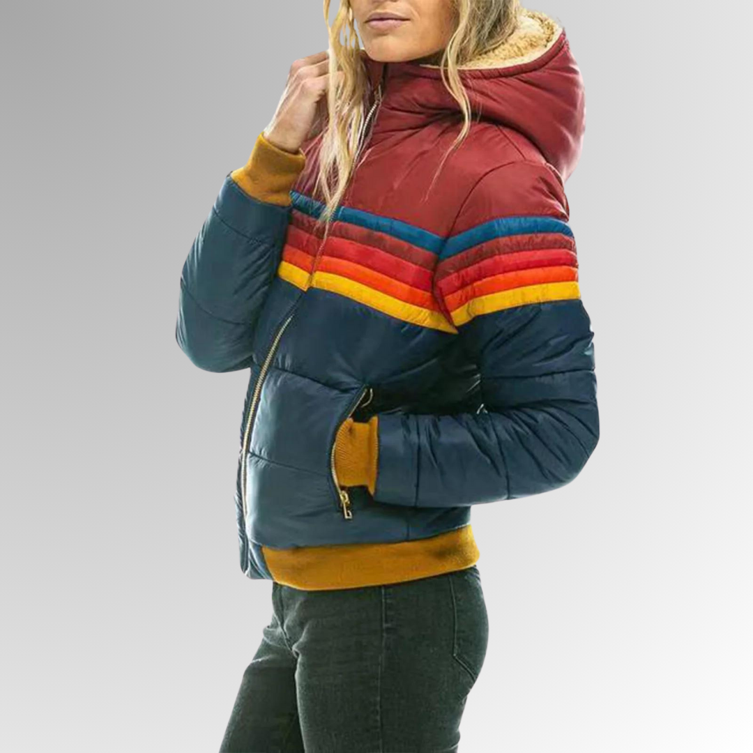 Cecilia | Retro Striped Puffer Jacket With Hood