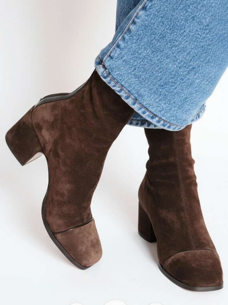 Mary | Suede Ankle Boots With Block Heel
