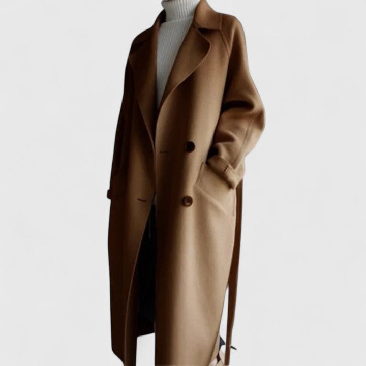 Delia | Long Belted Coat With Wide Lapels