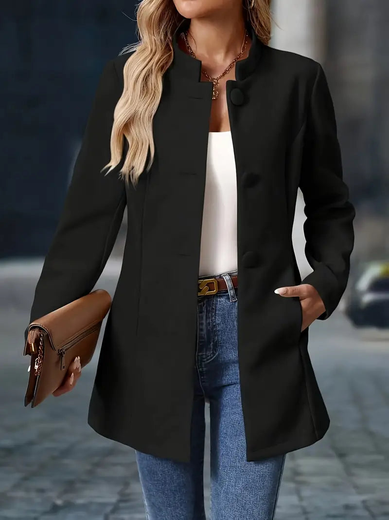 Bernadette | Tailored Longline Jacket With Stand Collar