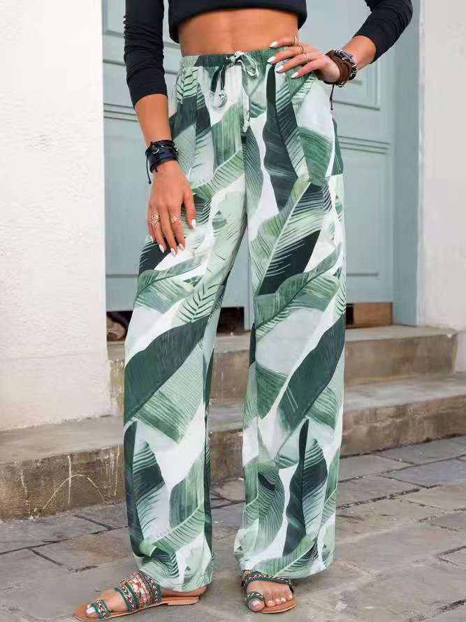 Magnolia | Leaf Print Wide-Leg Pants